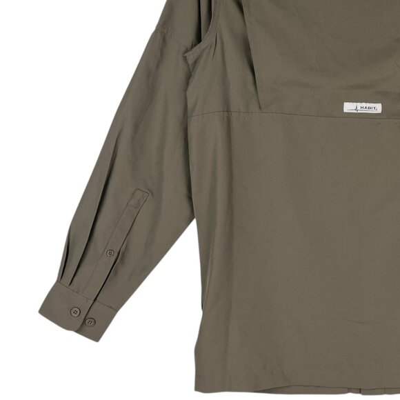 NWOT Habit Men UPF 40+ Button Down Long Sleeve Outdoor Shadow Green Shirt Size S - Picture 5 of 10